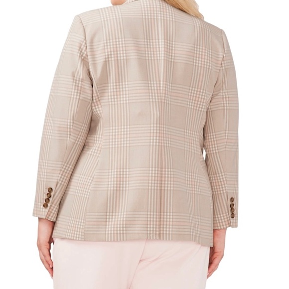 Halogen Single Button Neutral Plaid Blazer 8 NWT Tailored Notched Collar - Picture 2 of 13